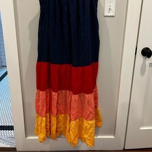 Multicolored maxi dress with tie straps